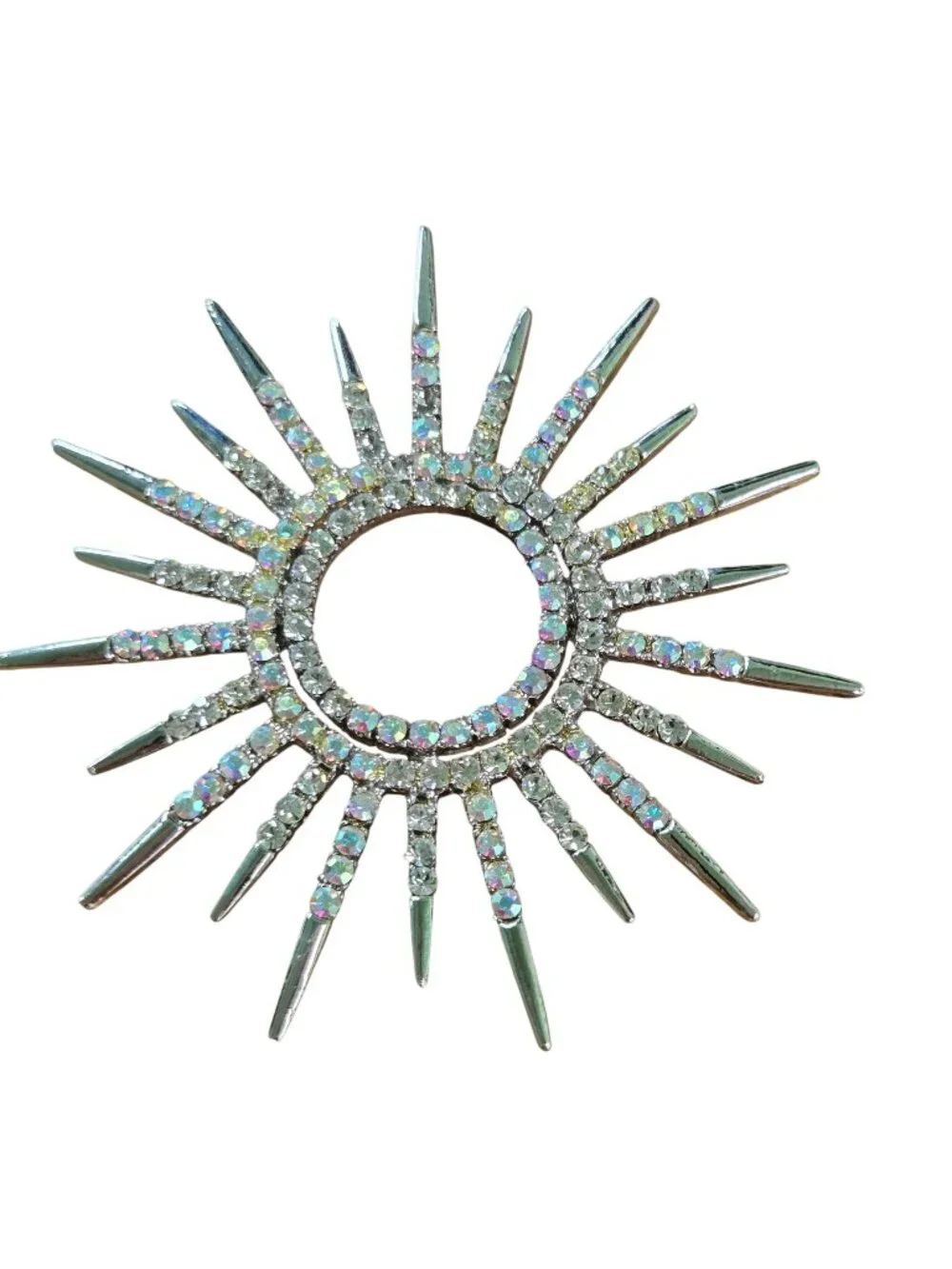 Swoboda Mid Century Starburst Gold Plated Rhinestone Pendent 2